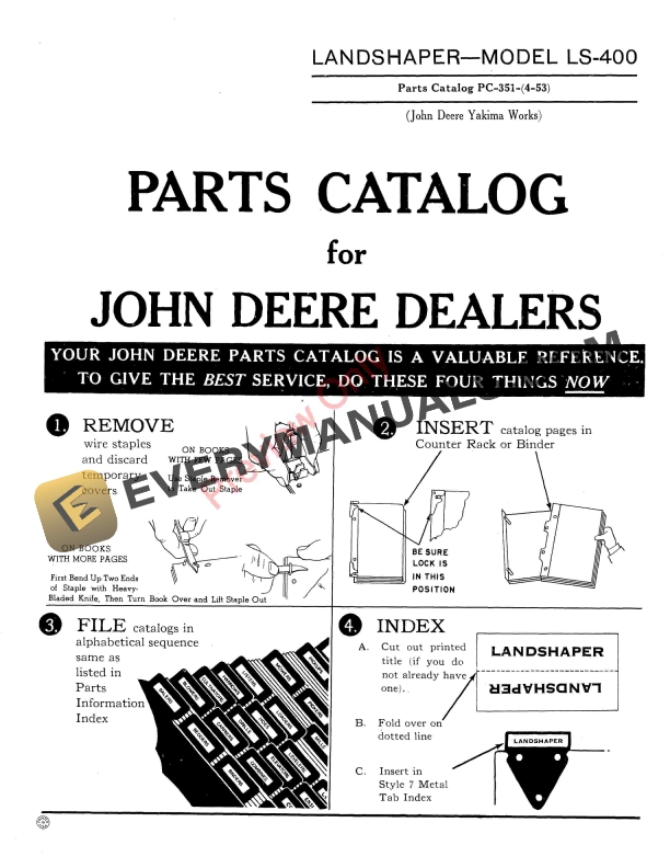 John Deere LS400 Landshaper Parts Catalog PC351 01APR53-1