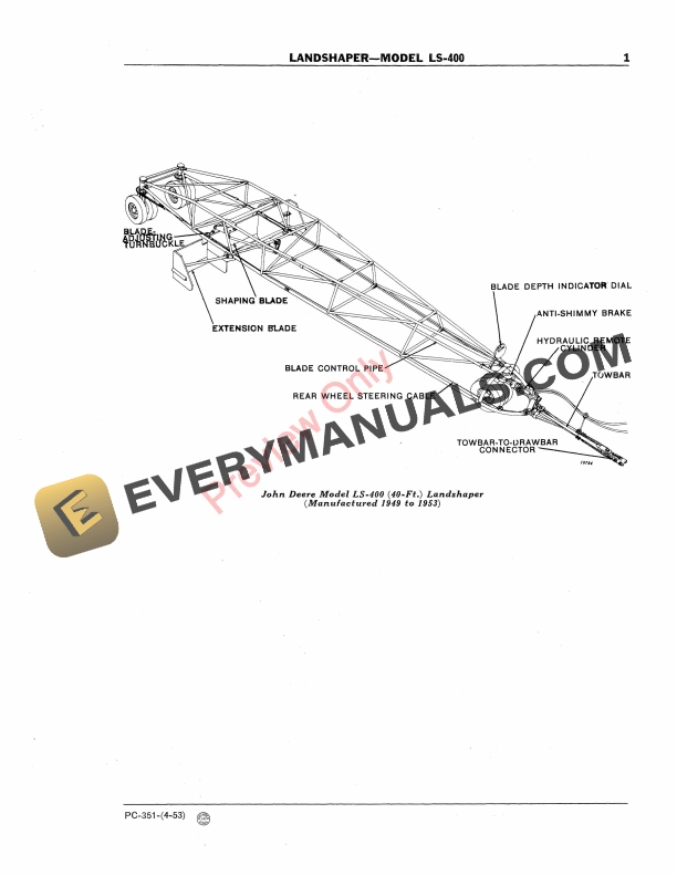 John Deere LS400 Landshaper Parts Catalog PC351 01APR53-5