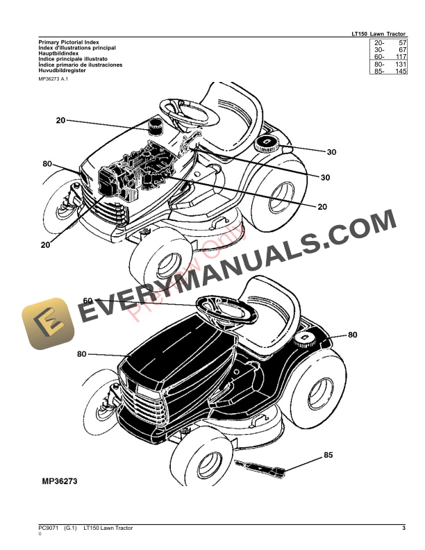 John Deere LT150 LAWN TRACTOR Parts Catalog PC9071 23NOV23-3