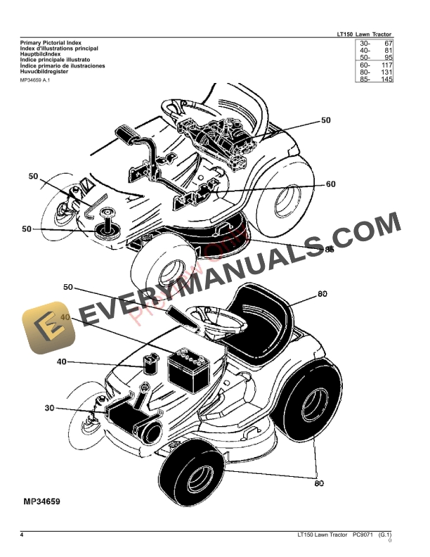 John Deere LT150 LAWN TRACTOR Parts Catalog PC9071 23NOV23-4