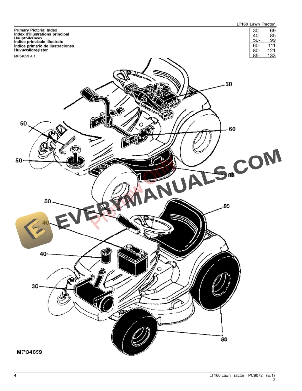 John Deere LT160 LAWN TRACTOR Parts Catalog PC9072 16JUL23-4