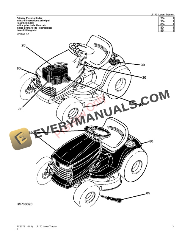 John Deere LT170 LAWN TRACTOR Parts Catalog PC9073 04JUL23 4 John Deere LT170 LAWN TRACTOR Parts Catalog PC9073 04JUL23-3