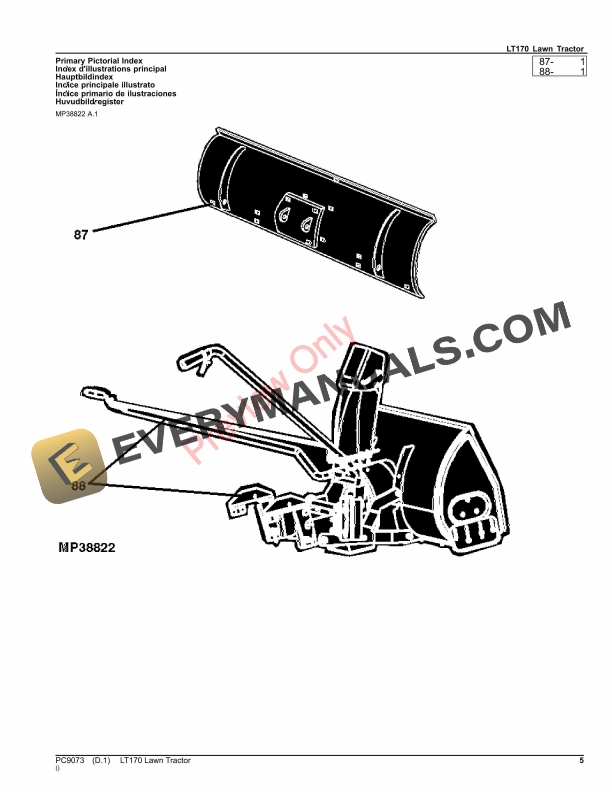 John Deere LT170 LAWN TRACTOR Parts Catalog PC9073 04JUL23 6 John Deere LT170 LAWN TRACTOR Parts Catalog PC9073 04JUL23-5