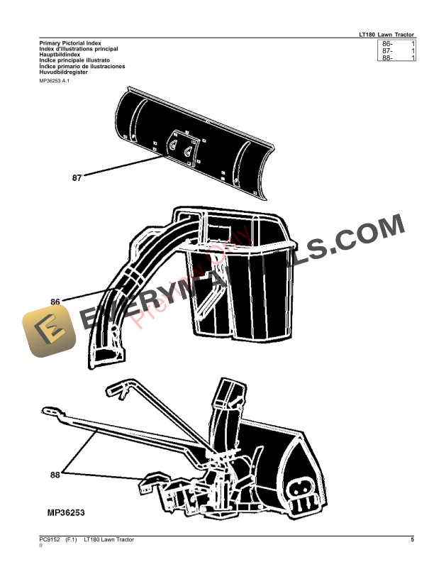 John Deere LT180 Lawn Tractor Parts Catalog PC9152 23NOV23-5
