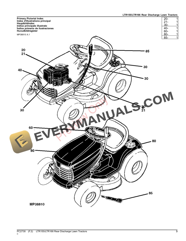John Deere LTR155LTR166 Rear Discharge Lawn Tractors Parts Catalog PC2730 14SEP23-3