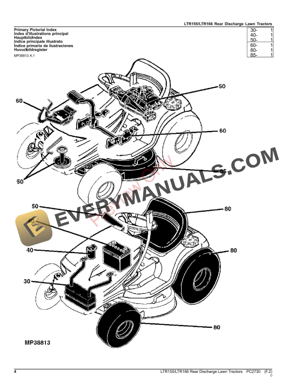 John Deere LTR155LTR166 Rear Discharge Lawn Tractors Parts Catalog PC2730 14SEP23-4