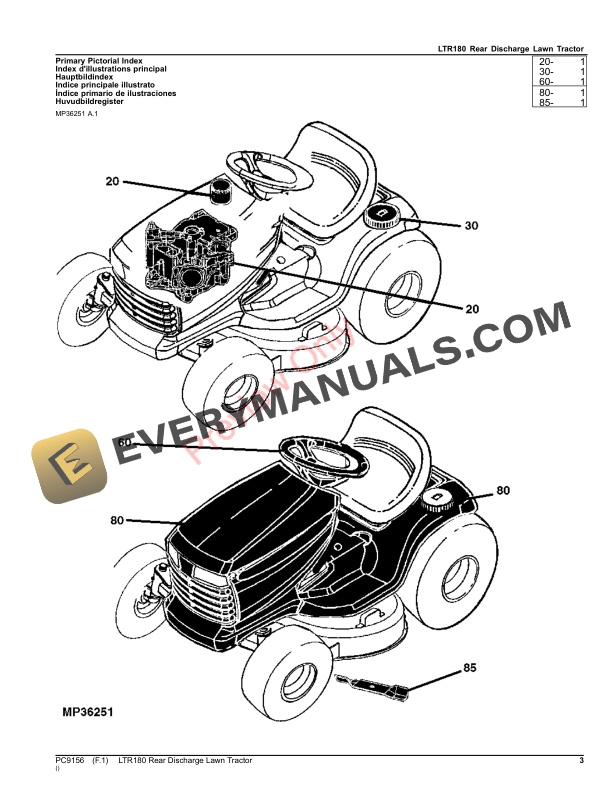 John Deere LTR180 Rear Discharge Lawn Tractor Parts Catalog PC9156 30MAR23-3