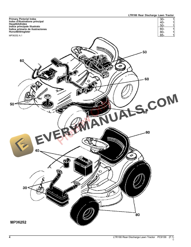 John Deere LTR180 Rear Discharge Lawn Tractor Parts Catalog PC9156 30MAR23-4