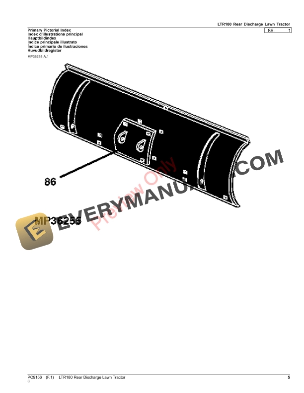 John Deere LTR180 Rear Discharge Lawn Tractor Parts Catalog PC9156 30MAR23-5