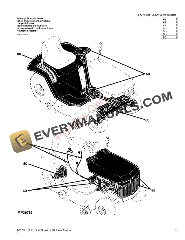 John Deere LX277 and LX279 Lawn Tractors Parts Catalog PC2718 06JUL23-3