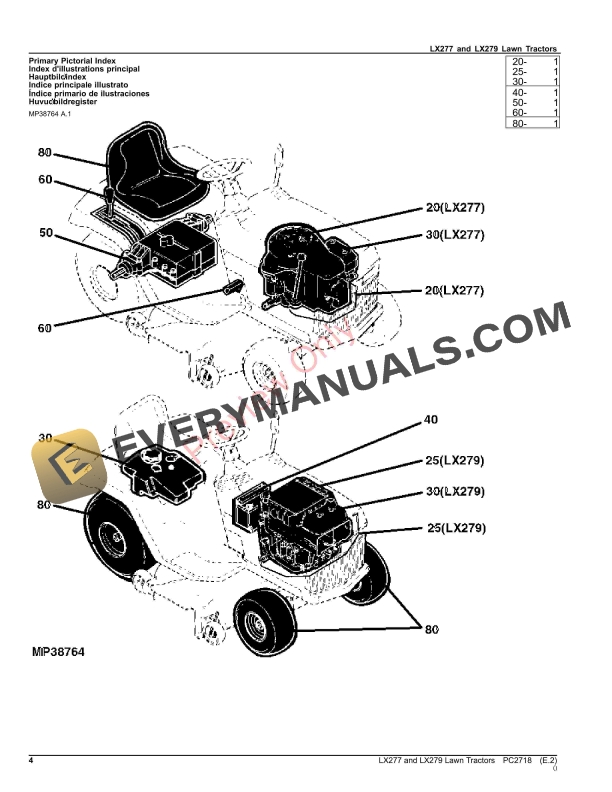 John Deere LX277 and LX279 Lawn Tractors Parts Catalog PC2718 06JUL23-4