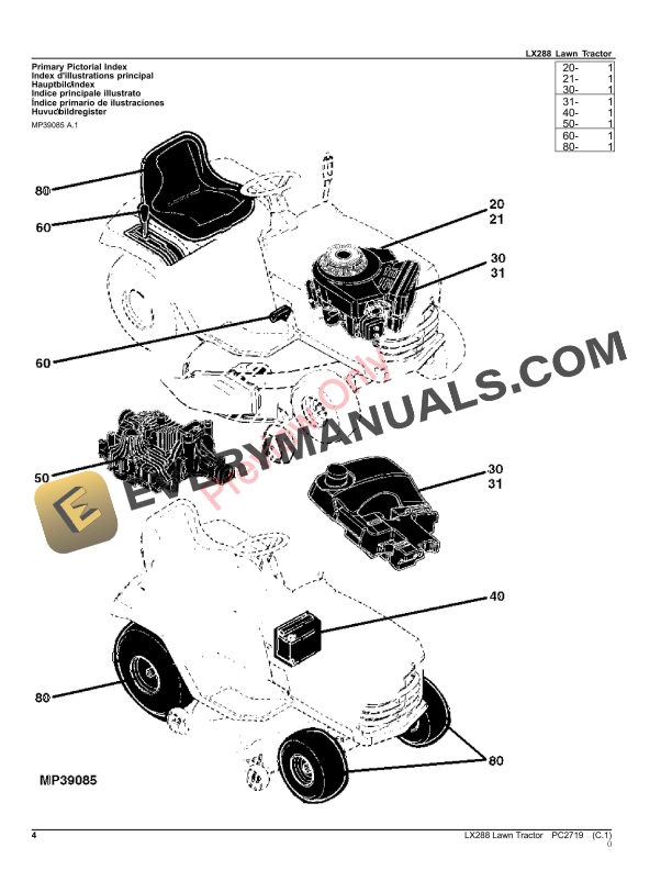 John Deere LX288 LAWN TRACTOR Parts Catalog PC2719 11JAN23-4