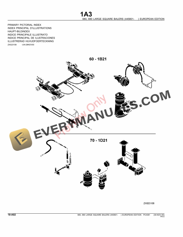 John Deere Large Square Baler Parts Catalog PC4361 01NOV00-4