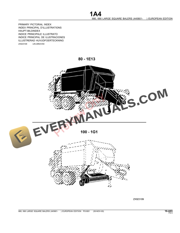John Deere Large Square Baler Parts Catalog PC4361 01NOV00-5