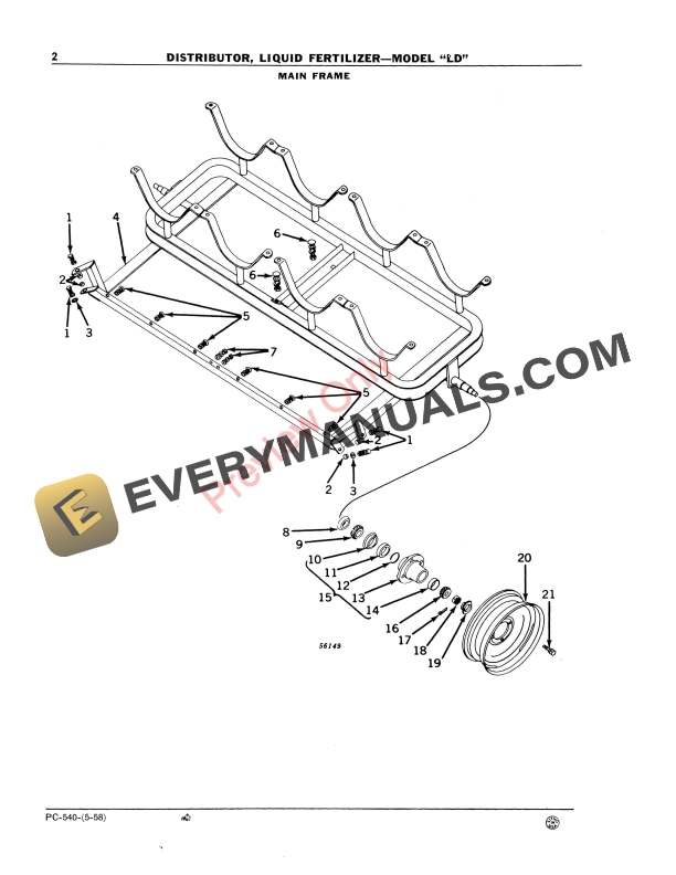 John Deere Liquid Fertilizer Distributor – Model LD Parts Catalog PC540 01MAY58-4