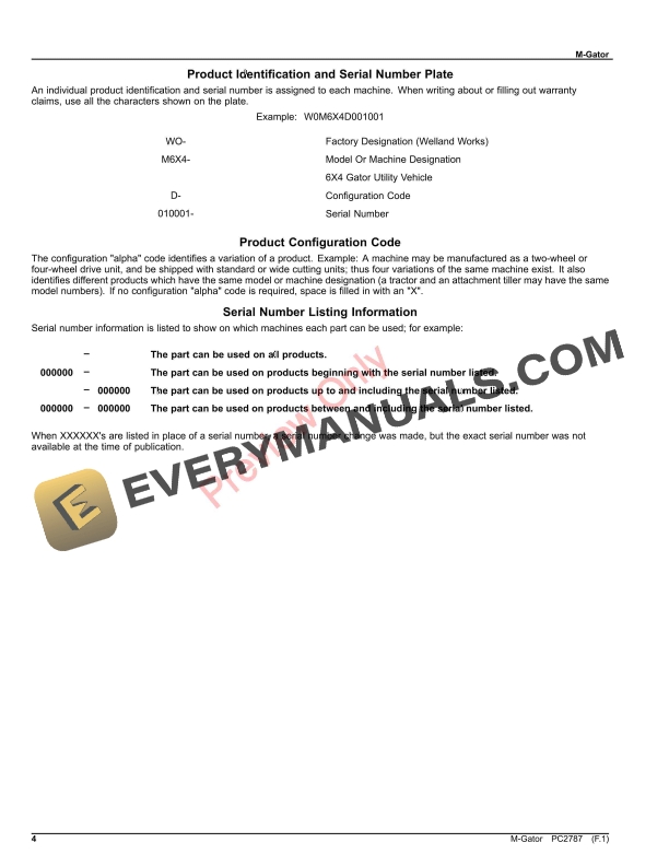 John Deere M-GATOR Parts Catalog PC2787 20AUG23 5 John Deere M-GATOR Parts Catalog PC2787 20AUG23-4