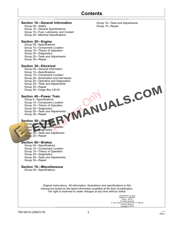 John Deere M Gator A1 Technical Manual TM138319 25NOV19 3