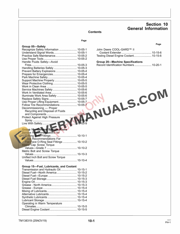 John Deere M Gator A1 Technical Manual TM138319 25NOV19 5