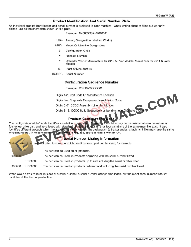 John Deere M Gator A3 Parts Catalog PC10887 09OCT23 4