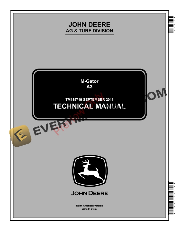 John Deere M-Gator A3 Utility All Terrain Vehicle Technical Manual TM115719 01SEP11-1