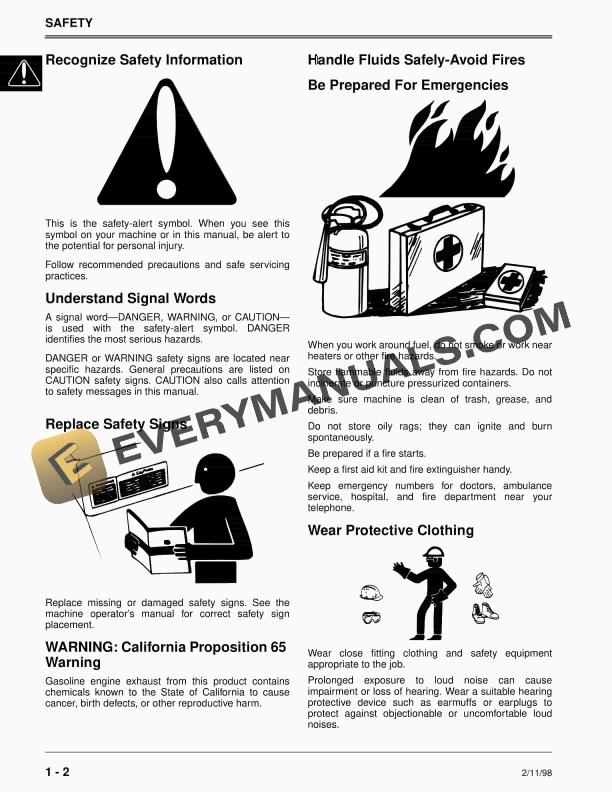 John Deere M10 M21 M23 21 In. Walk Behind Mowers Sabre Technical Manual TM1722 01FEB98 4