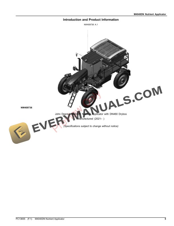 John Deere M4040DN Nutrient Applicator Parts Catalog PC13655 06OCT23-5