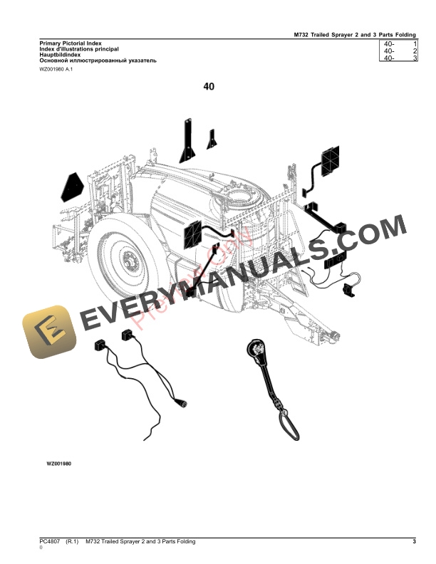 John Deere M732 Trailed Sprayer 2 and 3 Parts Folding Parts Catalog PC4807 15OCT23-3