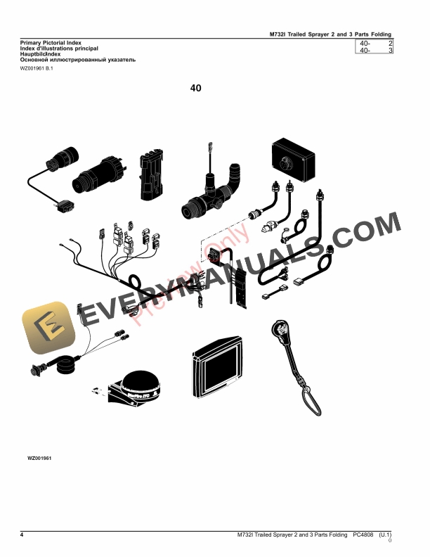 John Deere M732I Trailed Sprayer 2 and 3 Parts Folding Parts Catalog PC4808 15OCT23-4