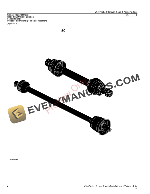 John Deere M740 Trailed Sprayer 2 and 3 Parts Folding Parts Catalog PC4809 15OCT23 5 John Deere M740 Trailed Sprayer 2 and 3 Parts Folding Parts Catalog PC4809 15OCT23-4