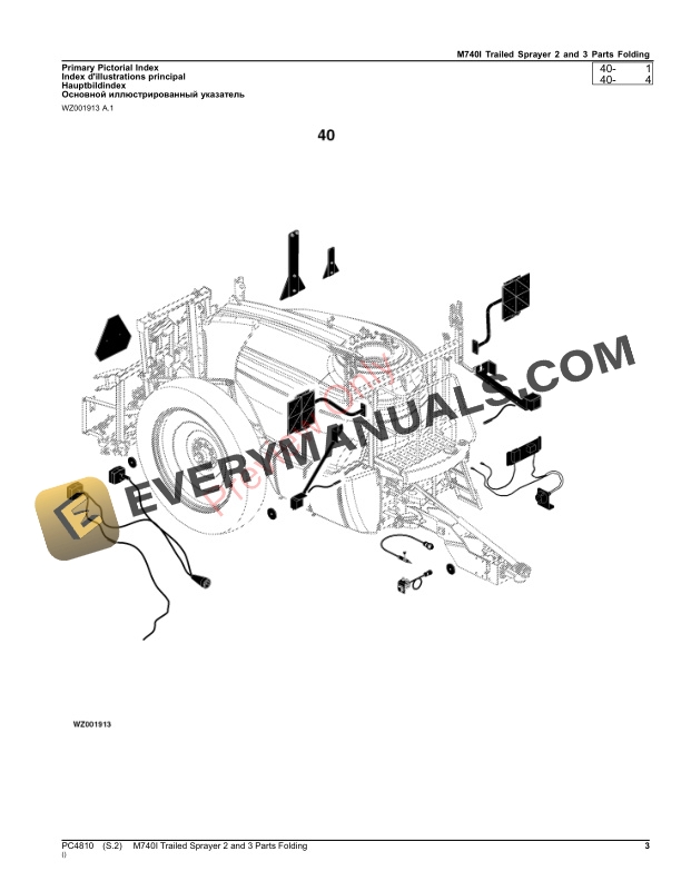 John Deere M740I Trailed Sprayer 2 and 3 Parts Folding Parts Catalog PC4810 15OCT23-3