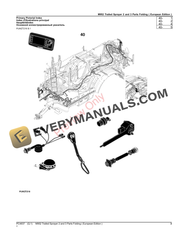 John Deere M952 Trailed Sprayer 2 and 3 Parts Folding ( ) Parts Catalog PC4837 09DEC22 4 John Deere M952 Trailed Sprayer 2 and 3 Parts Folding ( ) Parts Catalog PC4837 09DEC22-3