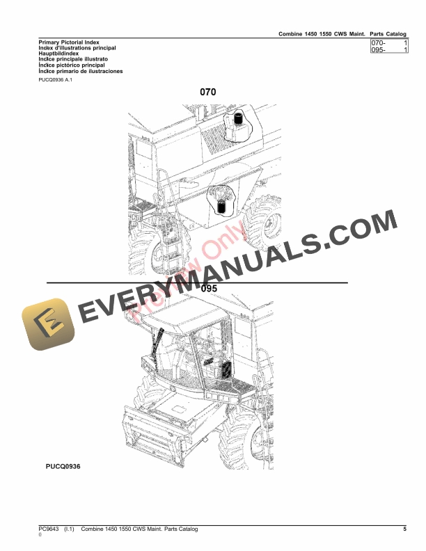 John Deere MAINTENANCE PARTS CATALOG 1450 CWS 1550 CWS 1450 WTS 1550 WTS Parts Catalog PC9643 12OCT23-5