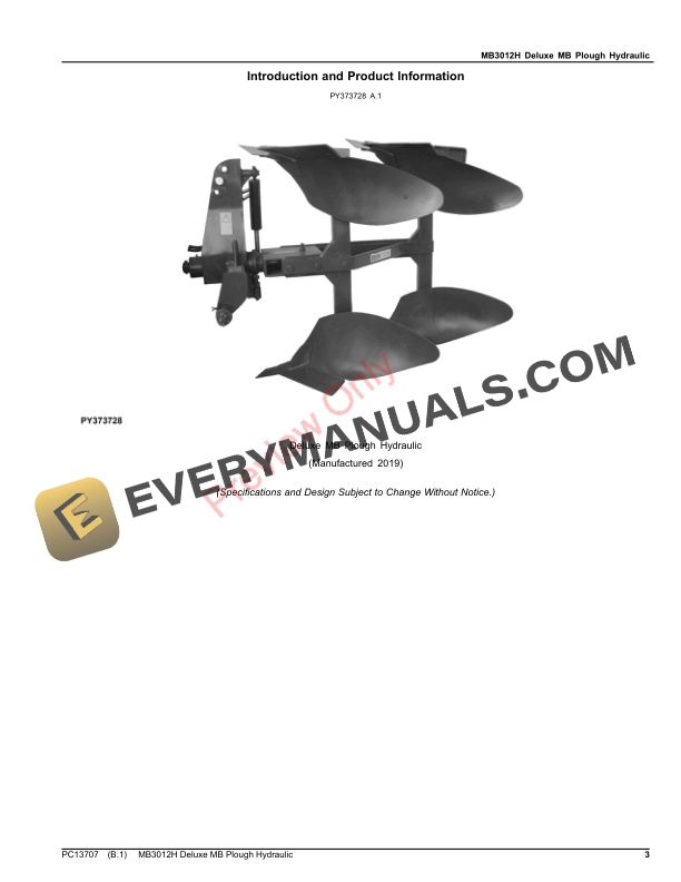 John Deere MB3012H Deluxe Moldboard Plow Hydraulic Parts Catalog PC13707 07NOV23-3