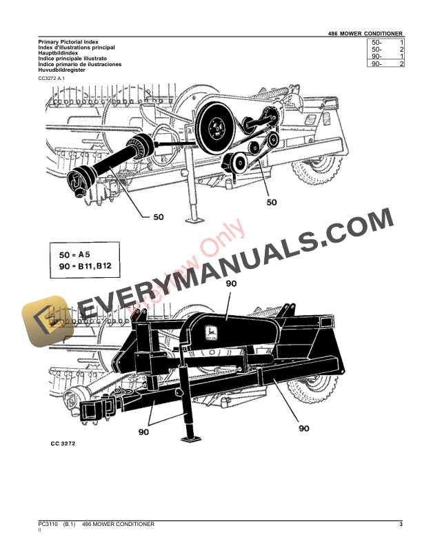 John Deere MOWER CONDITIONER 486 Parts Catalog PC3110 20SEP21-3