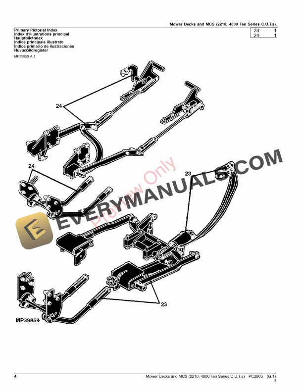 John Deere MOWERS AND MCS – 22104000 TEN SERIES COMPACT UTILITY TRACTORS Parts Catalog PC2863 21NOV23-4