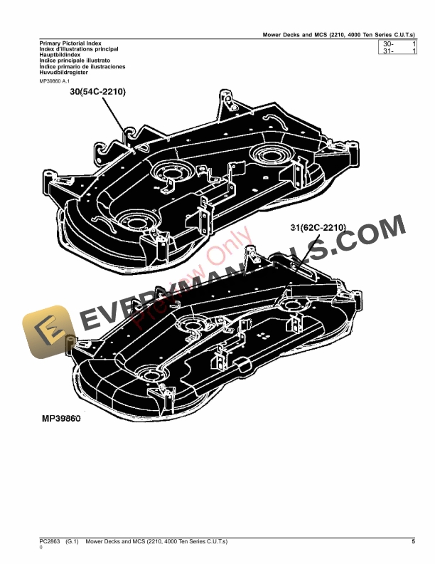 John Deere MOWERS AND MCS – 22104000 TEN SERIES COMPACT UTILITY TRACTORS Parts Catalog PC2863 21NOV23-5