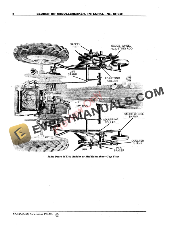 John Deere MT300 Bedder or Middlebreaker Parts Catalog PC240 01MAR52-4