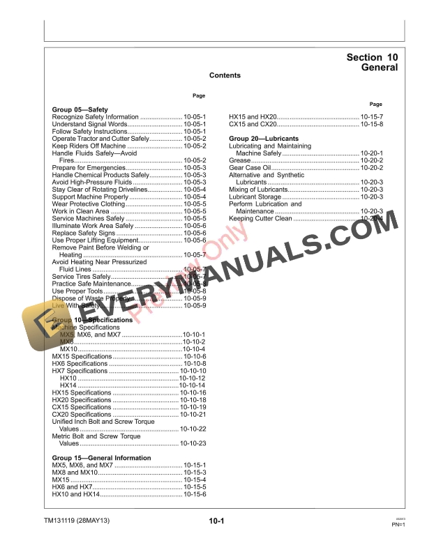 John Deere MX HX and CX Series Rotary Cutters Technical Manual TM131119 28MAY13 5