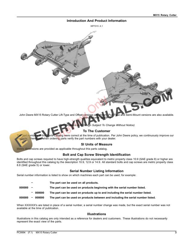 John Deere MX15 ROTARY CUTTER Parts Catalog PC9994 20SEP21-3