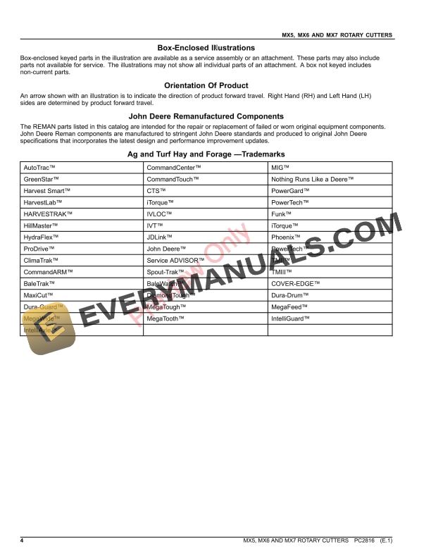 John Deere MX5, MX6 AND MX7 ROTARY CUTTERS Parts Catalog PC2816 26NOV23-4