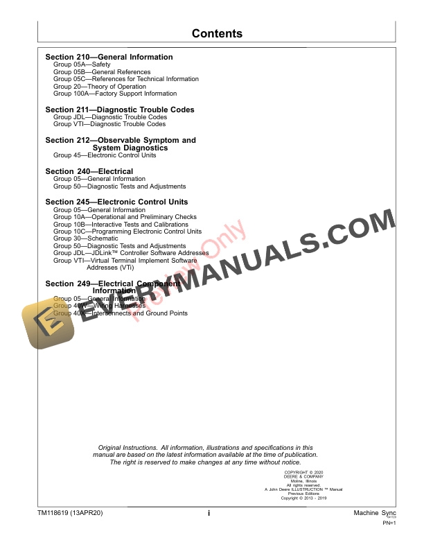 John Deere Machine Sync with MCR MTG Technical Manual TM118619 13APR20 3