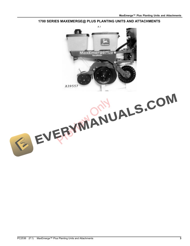 John Deere MaxEmerge Plus Planting Units and Attachments Parts Catalog PC2536 10MAR23-3