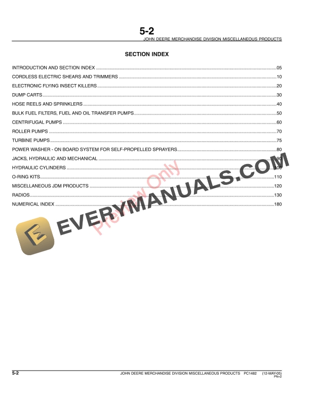 John Deere Merchandise Division Miscellaneous Products Parts Catalog PC1482 31JAN08 5 John Deere Merchandise Division Miscellaneous Products Parts Catalog PC1482 31JAN08-4