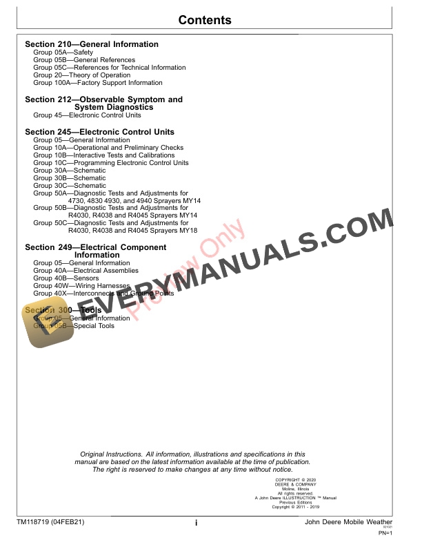 John Deere Mobile Weather PCXL02B100000 149999 Technical Manual TM118719 04FEB21 3