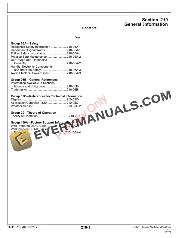 John Deere Mobile Weather PCXL02B100000 149999 Technical Manual TM118719 04FEB21 5