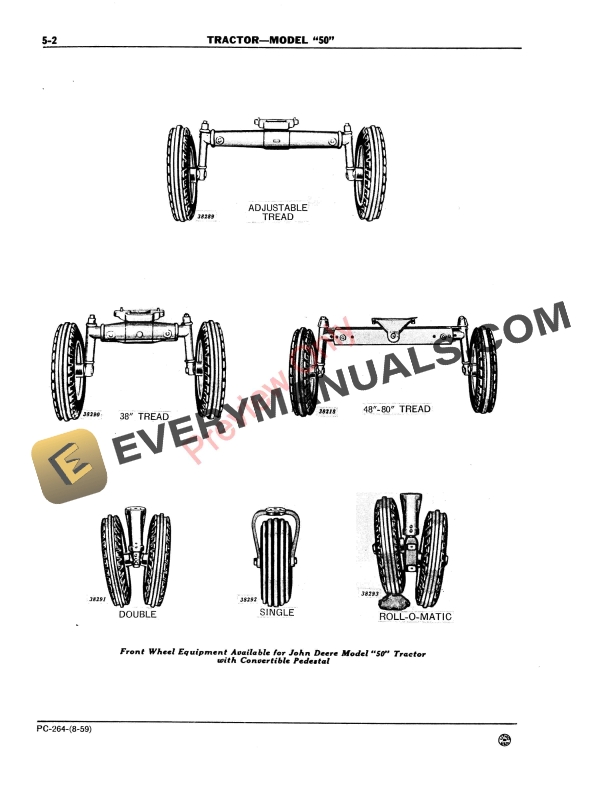 John Deere Model 50 Tractor Parts Catalog PC264 01AUG62-4