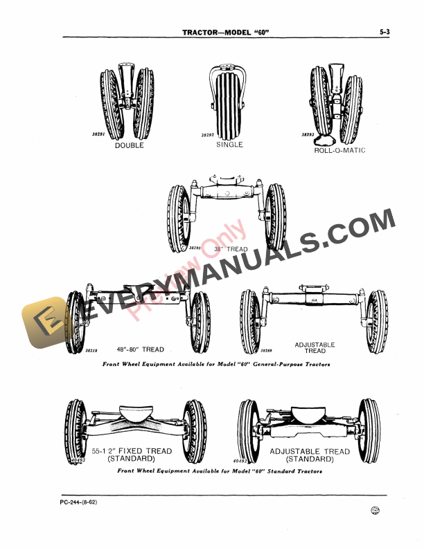 John Deere Model 60 Series Tractors Parts Catalog PC244 01AUG62 6 John Deere Model 60 Series Tractors Parts Catalog PC244 01AUG62-5