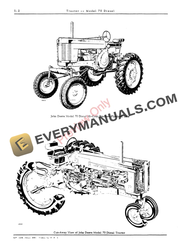 John Deere Model 70 Diesel Tractor Parts Catalog PC445 01NOV65-4