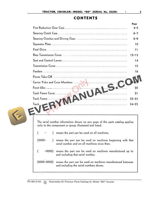 John Deere Model BO Crawler Tractor Parts Catalog PC365 01MAY53-5