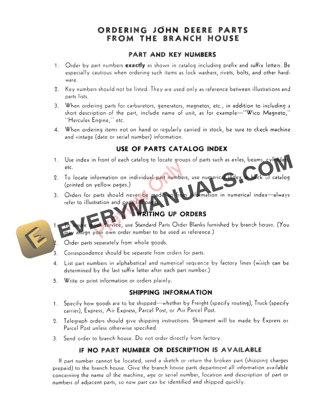 John Deere Model ‘L’ Tractor Parts Catalog PC150 01APR59-5